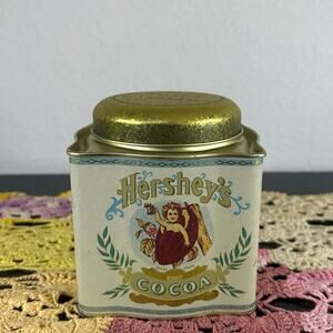 Vtg Hersheys Cocoa Powder Decorative Tin- Baby Cocoa Bean- Golden